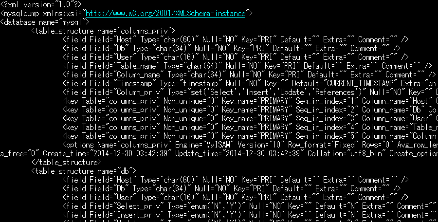 mysqldump-xml