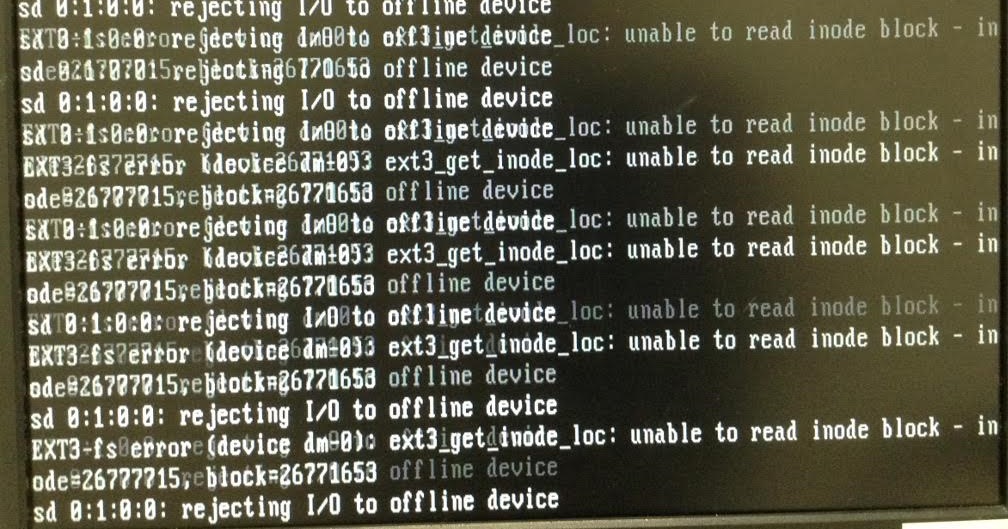 rejecting I/O to offline device